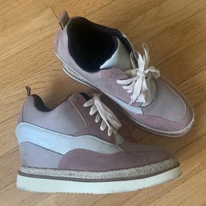 Cute dusty rose pink wedge sneaker shoes